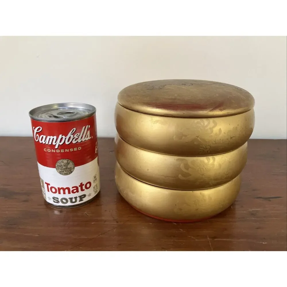 Japanese Stacking Lacquerware Bowls Containers Bento Boxes Tea Ceremony Gold